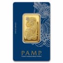1 oz PAMP Suisse Fortuna gold bar in assay card — front