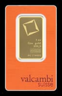 1 oz Valcambi Suisse gold bar sealed in original assay card packaging