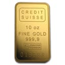 10 oz Credit Suisse gold bar front — CREDIT SUISSE 10 oz FINE GOLD 999.9