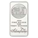 10 oz SilverTowne silver bar front — prospector design, .999 fine silver ten troy ounces