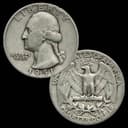 $1 face value 90% silver quarters, Washington design obverse and reverse