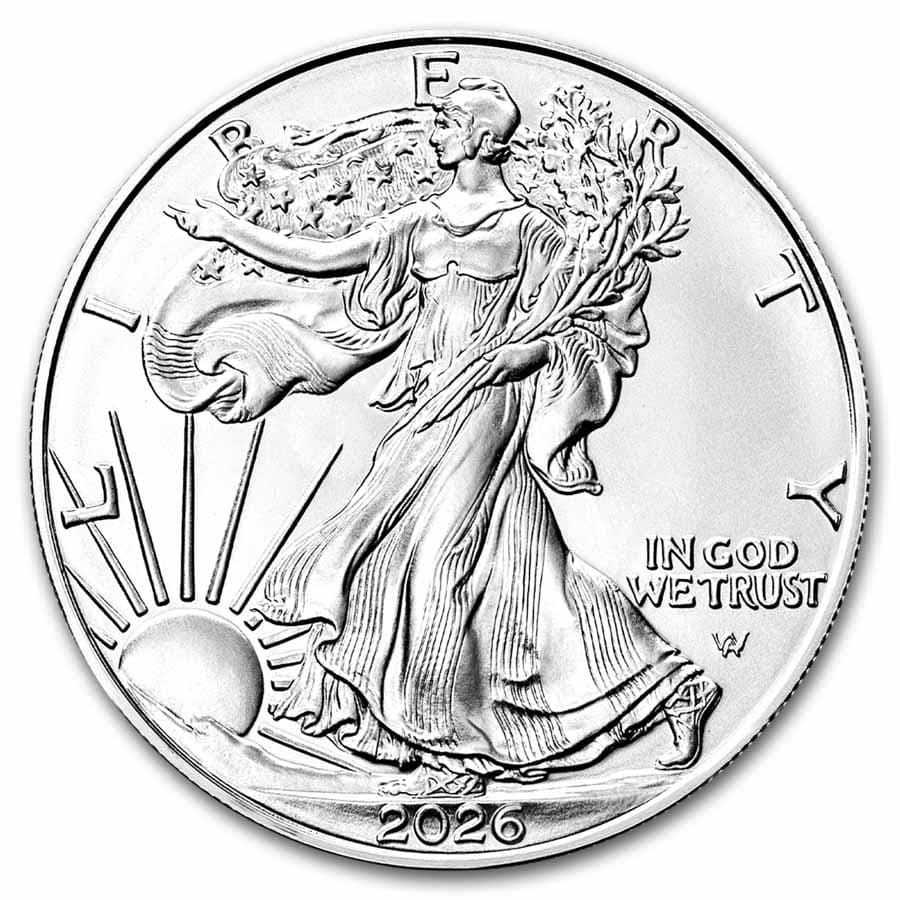 1 oz American Silver Eagle obverse — Walking Liberty design