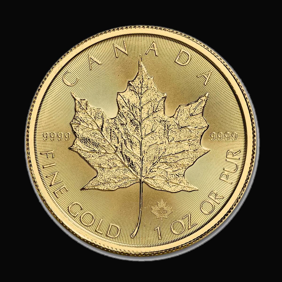 1 oz Canadian Gold Maple Leaf obverse — maple leaf design