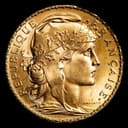France Gold 20 Francs Rooster coin — Marianne portrait, Republique Francaise