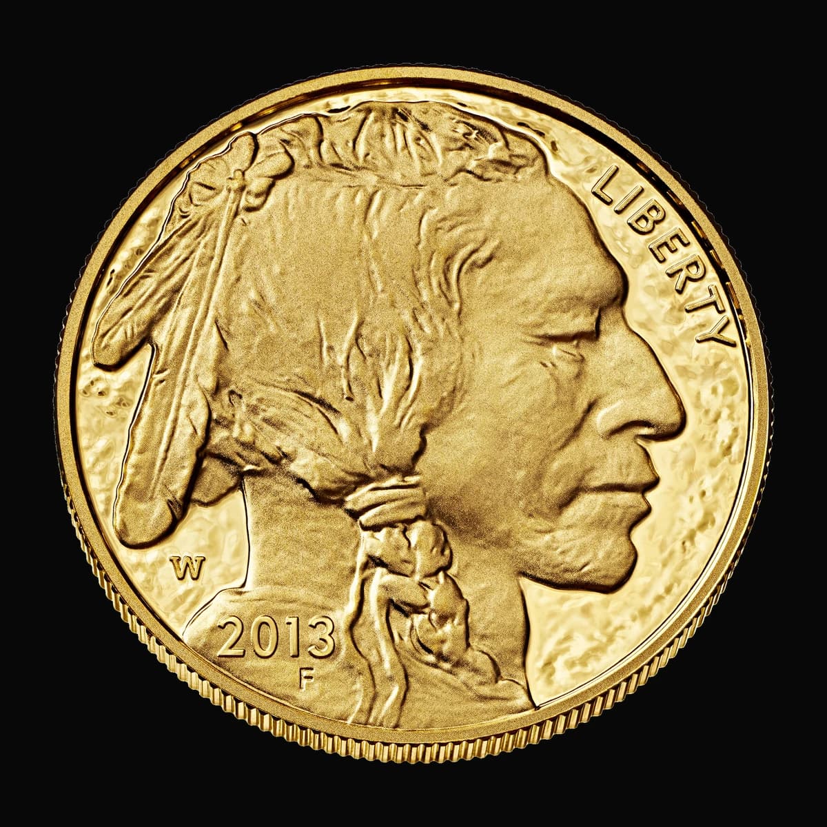 1 oz Gold Buffalo obverse — Native American chief profile