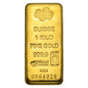 PAMP Suisse cast kilo gold bar front — 1 kilo fine gold 999.9 markings and serial number