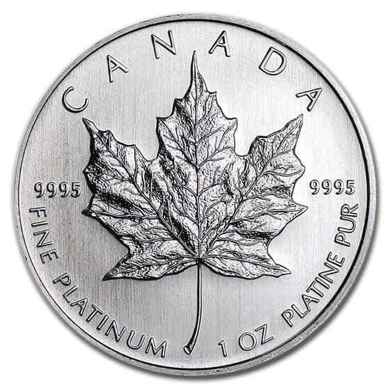 1 oz Platinum Maple Leaf obverse — Queen Elizabeth II portrait, 50 DOLLARS