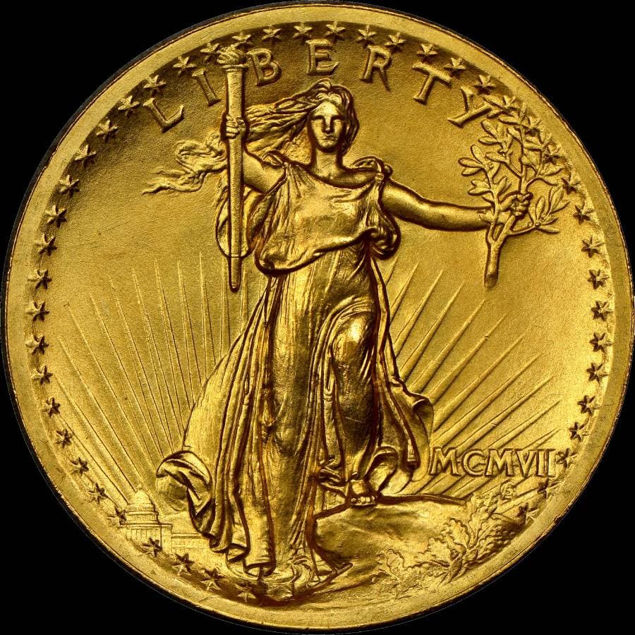 Saint-Gaudens $20 Double Eagle obverse with Liberty design