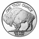 1 oz Silver Buffalo Round reverse — American bison standing, ONE TROY OUNCE 999 FINE SILVER