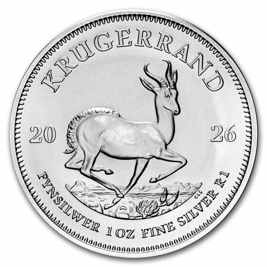 1 oz Silver Krugerrand obverse — Paul Kruger portrait, SUID-AFRIKA SOUTH AFRICA