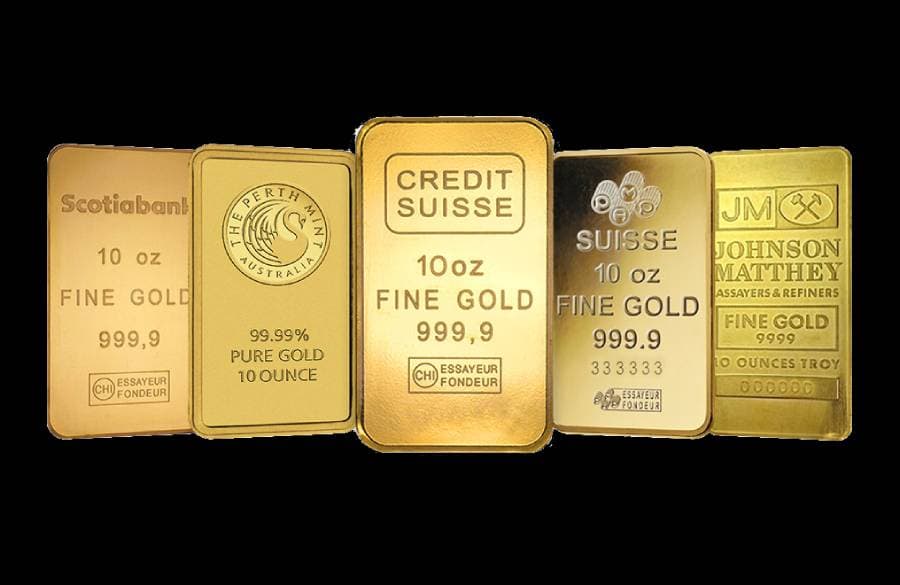 10 oz gold bar front