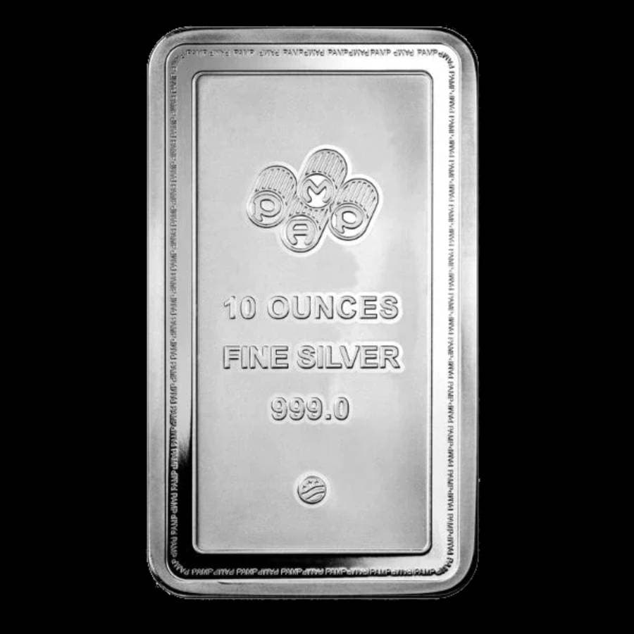 10 oz PAMP Lady of Liberty Silver Bar front with Lady of Liberty design (reverse)