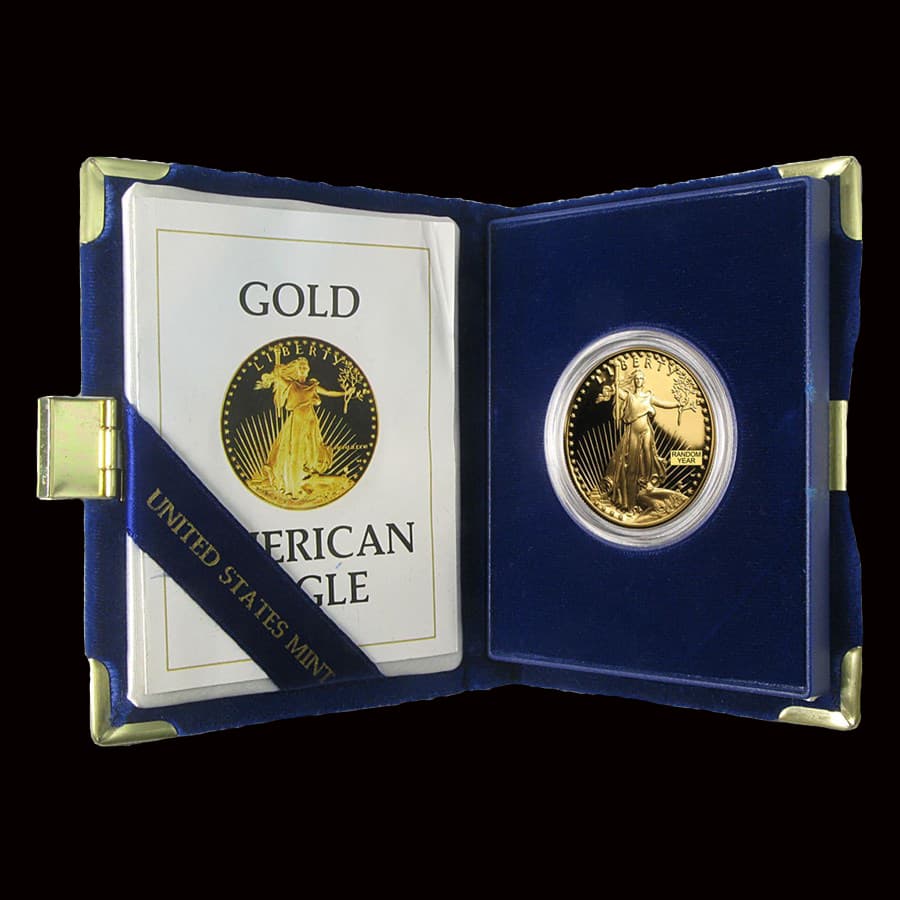 1 oz Proof American Gold Eagle in its U.S. Mint presentation case with Certificate of Authenticity