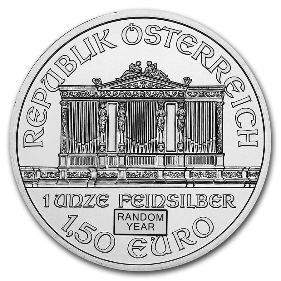 1 oz Austrian Silver Philharmonic obverse — Musikverein organ, REPUBLIK ÖSTERREICH