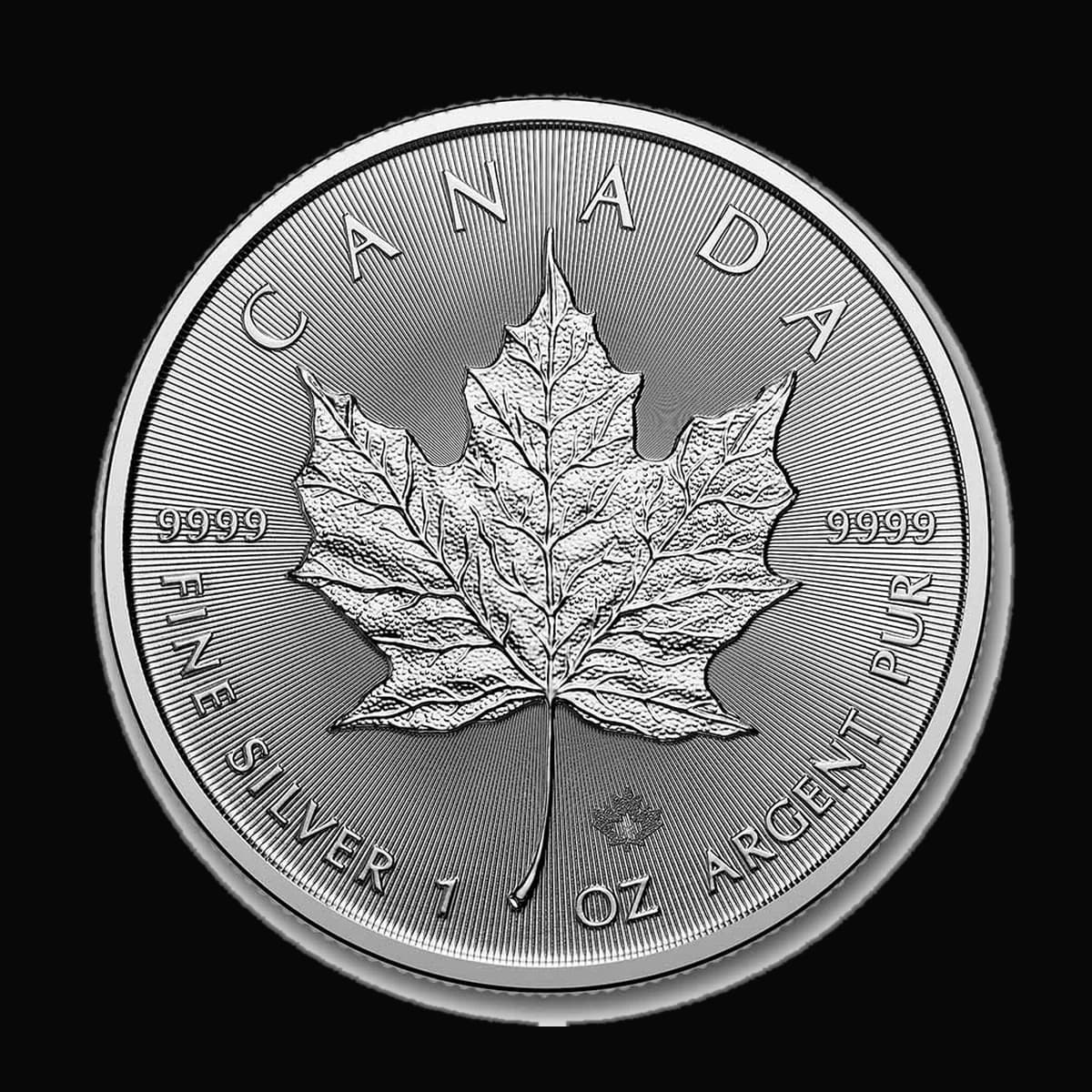 1 oz Canadian Silver Maple Leaf obverse — maple leaf design