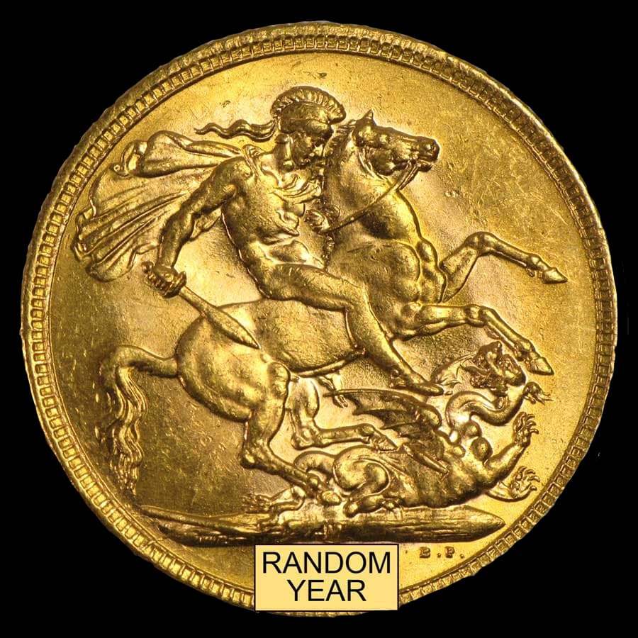 Great Britain gold sovereign obverse showing the monarch's portrait (reverse)