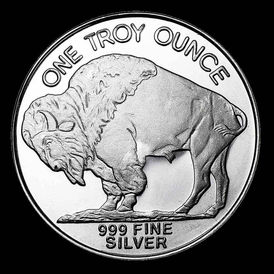 1 oz Silver Buffalo round obverse (reverse)